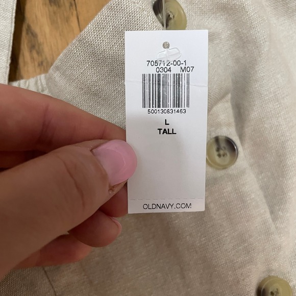 Old Navy Women's Large Tall Tan Button Front Puff Sleeve‎ Milkmaid Dress NWT - Picture 3 of 6